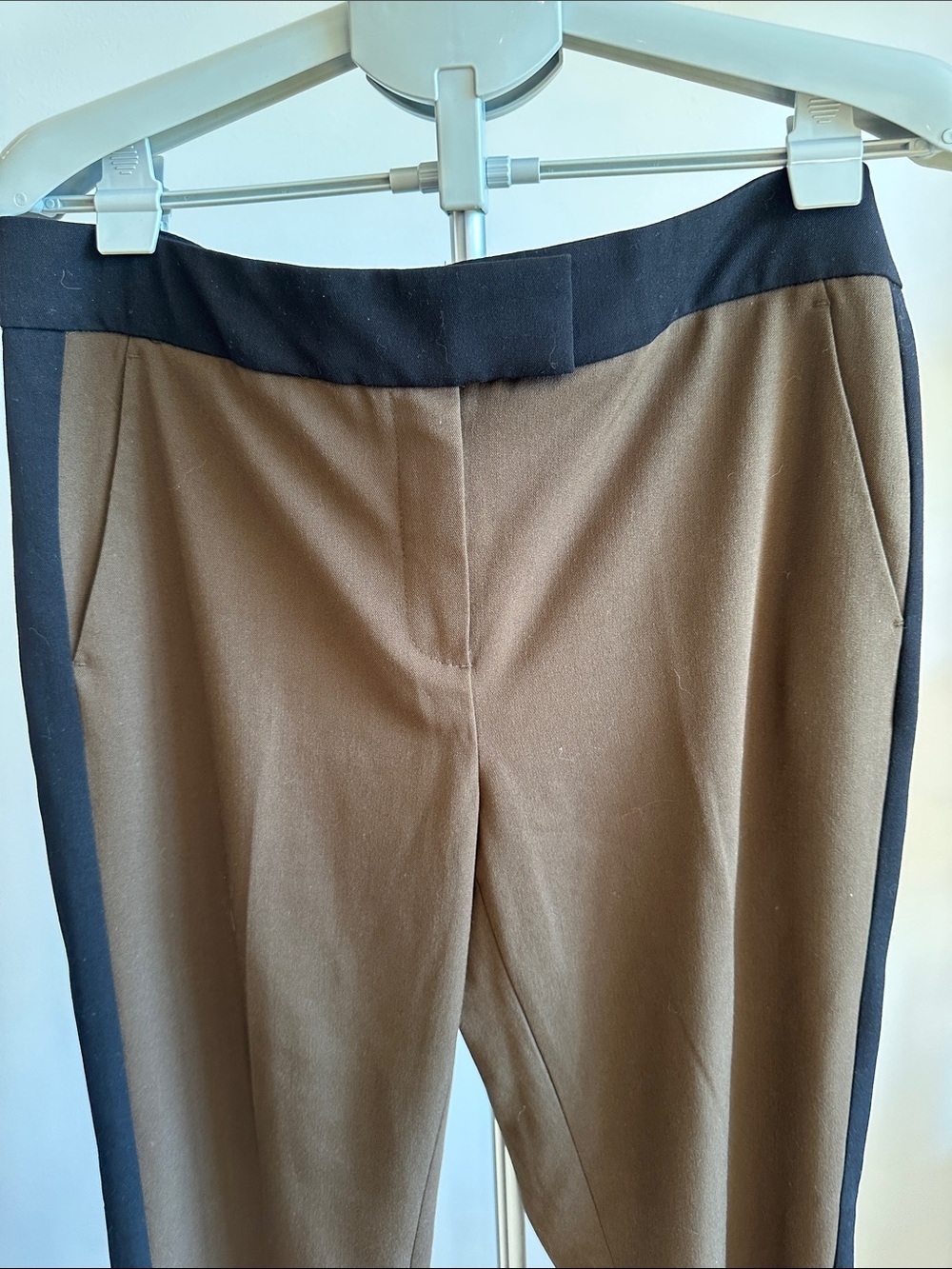 Women's Two-Tone Brown and Black Ponte Pants